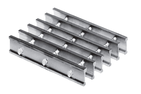 A closeup of an aluminum grate