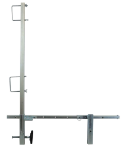 An "L" shaped portable guardrail system