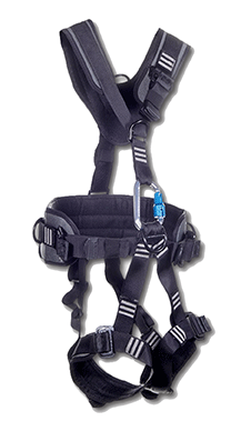 A grey full body harness.