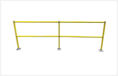 A aluminum yellow railing kit that has been constructed.